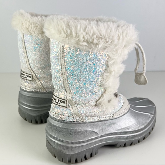LONDON FOG WHITE SPARKLY WARM LINED SNOWBOOTS - Picture 4 of 12